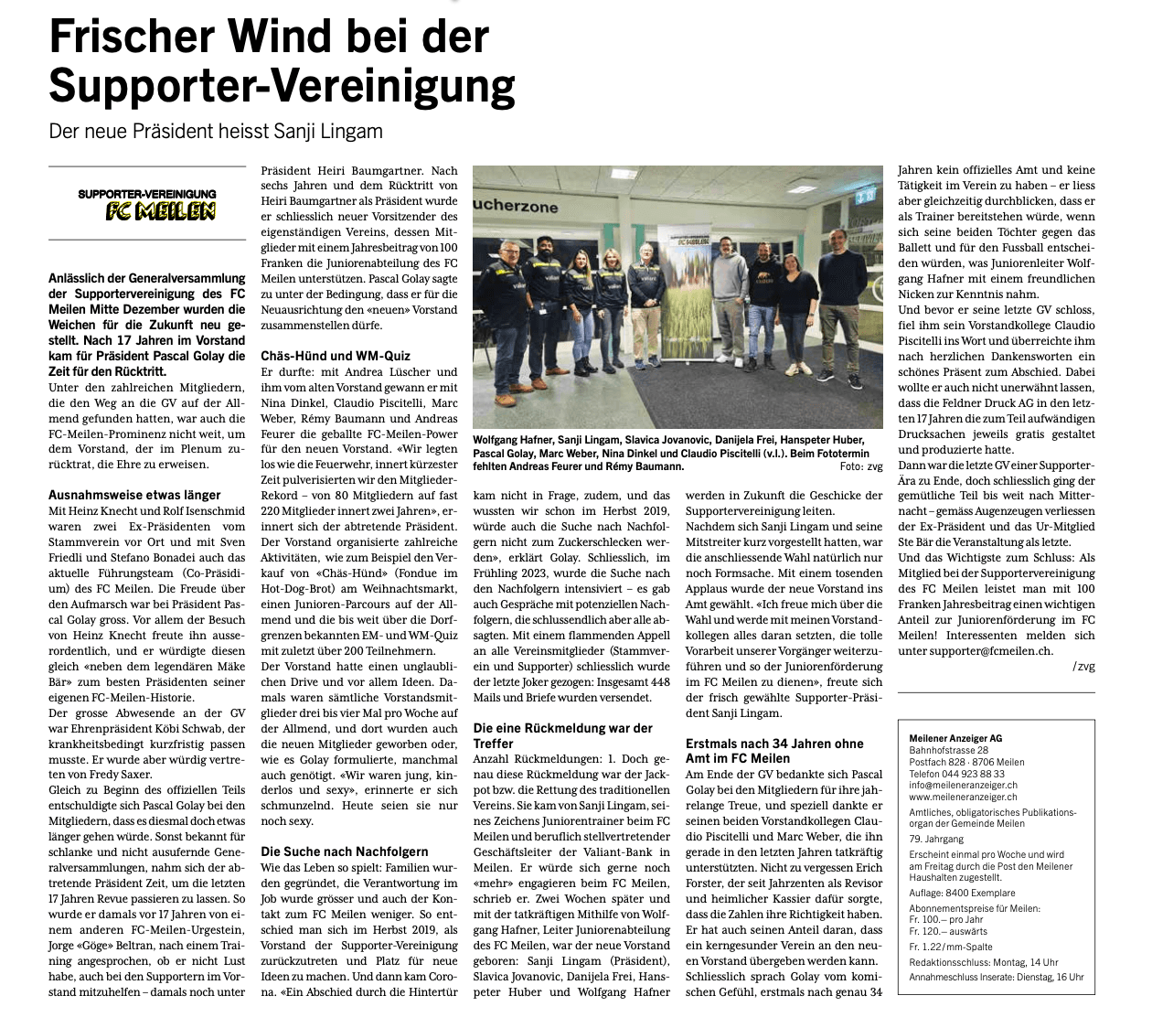 Frischer Wind bei der Supporter-Vereinigung